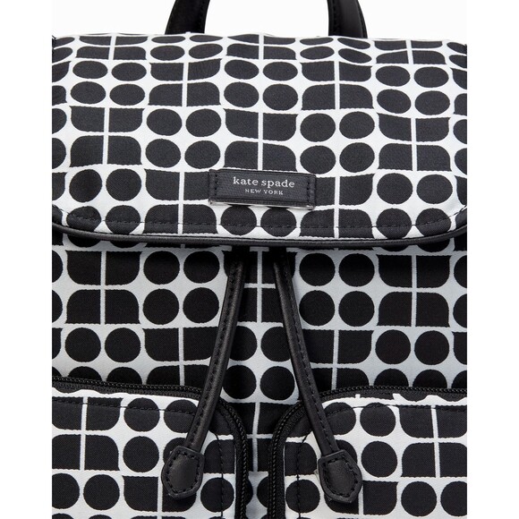 New Kate Spade Noel Medium Backpack Jacquard Fabric Black Multi - Picture 6 of 6